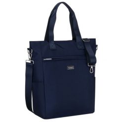 Shopperka damska w granatowym kolorze, jednokomorowa i zamykana suwakiem Peterson PTN CTY-17. Shopperki damskie Peterson, bez wzorów, bez dodatków. Za 79.99 zł.