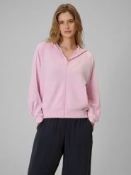 4F Bluza dresowa regular z kapturem damska - różowa XS. Czerwone bluzy damskie 4F, xs, bez wzorów, z dresówki, klasyczne, bez ramiączek, z kapturem. Za 179.99 zł.