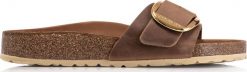 Birkenstock Klapki Birkenstock Madrid Big Buckle Cognac. Brązowe klapki damskie Birkenstock, bez wzorów, bez obcasa, bez zapięcia. Za 539.00 zł.