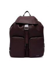 Calvin Klein Plecak Weebbing Strap Flap Backpack LV04F3645G Bordowy. Czerwone plecaki damskie Calvin Klein, bez wzorów, ze skóry. Za 649.99 zł.
