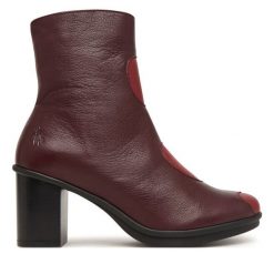 Botki Fly London. Czerwone botki damskie Fly London, bez wzorów, bez obcasa, na słupku, bez zapięcia. Za 839.99 zł.