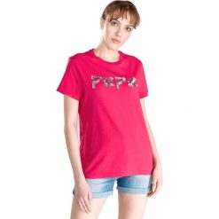 Pepe Jeans Flavia Koszulka Różowy. Czerwone bluzki damskie Pepe Jeans, xs, z aplikacjami, z bawełny, bez kołnierzyka, bez ramiączek. Za 180.95 zł.