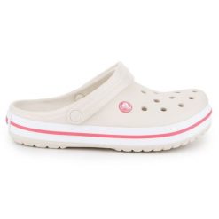 Klapki Crocs Crocband Stucco 11016-1AS różowe. Czerwone klapki damskie bez wzorów, sportowe, bez obcasa, bez zapięcia. Za 374.47 zł.