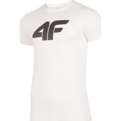 T-shirt męski TSM303 - biały. Białe t-shirty męskie 4F, m, bez wzorów, bez kołnierzyka, bez ramiączek. Za 49.99 zł.