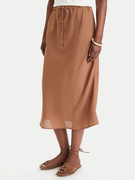 Marella Spódnica maxi Gamba 2613101094 Brązowy Regular Fit. Brązowe spódnice damskie Marella, bez wzorów, ze lnu, maxi. Za 478.99 zł.