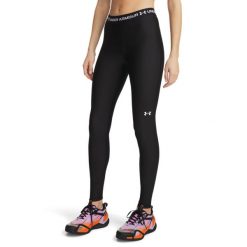 Legginsy fitness damskie Under Armour HeatGear. Czarne legginsy damskie Under Armour, bez wzorów, z materiału. Za 199.99 zł.