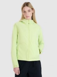 4F Kurtka softshell wiatroodporna membrana 5000 damska - zielona M. Zielone kurtki damskie 4F, na zimę, m, bez wzorów, z dzianiny, z kapturem. W wyprzedaży za 159.99 zł.