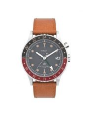 Timex Zegarek TW2V74000 Brązowy. Brązowe, analogowe zegarki męskie Timex, bez wzorów. Za 579.99 zł.