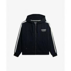 Bluza damska z kapturem Superdry Athletic Essentials. Niebieskie bluzy damskie Superdry, l, bez wzorów, casualowe, bez ramiączek, z kapturem. Za 337.15 zł.