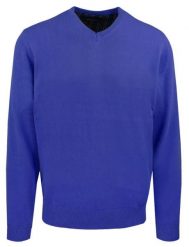 Męski, Bawełniany Sweter w Serek (V-neck) - Adriano Guinari - Charbowy. Niebieskie swetry męskie Adriano Guinari, l, bez wzorów, z bawełny, biznesowe, bez kołnierzyka, bez ramiączek. Za 169.00 zł.