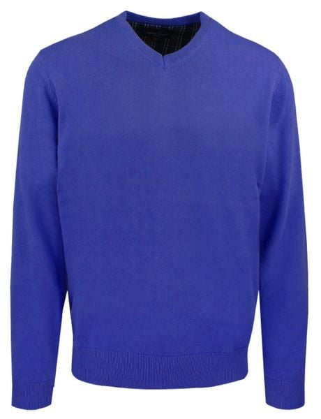 Męski, Bawełniany Sweter w Serek (V-neck) - Adriano Guinari - Charbowy. Niebieskie swetry męskie Adriano Guinari, l, bez wzorów, z bawełny, biznesowe, bez kołnierzyka, bez ramiączek. Za 169.00 zł.