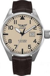 Zegarek Aviator Zegarek męski Aviator V.1.22.0.190.4 brązowy. Brązowe zegarki męskie AVIATOR, bez wzorów. Za 1,700.00 zł.