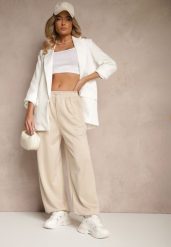 Beżowe Spodnie Dresowe z Wiskozą ze Ściągaczem z Możliwością Regulacji Setarena. Brązowe spodnie dresowe damskie Renee, bez wzorów, z dresówki, eleganckie, z podwyższonym stanem. Za 49.99 zł.