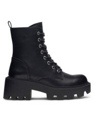 DeeZee Botki BRANKA H67091-3 Czarny. Czarne botki damskie DeeZee, bez wzorów, ze skóry, bez obcasa, na słupku, bez zapięcia. Za 179.99 zł.