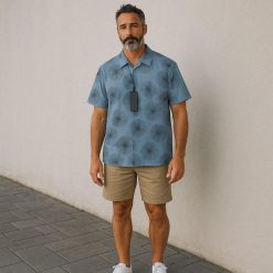 Antony Morato męska koszula z krótkim rękawem, niebieski wzór, bawełna, L. Niebieskie koszule męskie Antony Morato, na lato, l, bez wzorów, z bawełny, klasyczne, bez kołnierzyka, bez ramiączek. Za 267.99 zł.