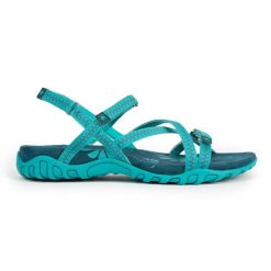 Sandały trekkingowe damskie TENA V4 – idealne dopasowanie i świetna przyczepność. Zielone sandały damskie IZAS, bez wzorów, bez obcasa, bez zapięcia. Za 226.04 zł.