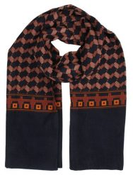 Męski Szalik Elegancki Miękki, Dwustronny, Śliski - ALTIES - Granatowy w Miedziany Wzór. Niebieskie szaliki męskie Alties, bez wzorów, z materiału. Za 55.00 zł.