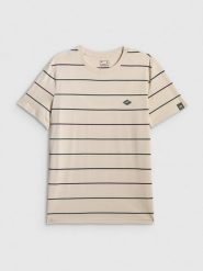 4F T-shirt regular z nadrukiem męski - beżowy XL. Brązowe t-shirty męskie 4F, m, bez wzorów, z dzianiny, bez kołnierzyka, bez ramiączek. Za 89.99 zł.