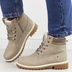 Khaki trapery damskie Potocki 97301. Brązowe obuwie sportowe damskie POTOCKI, z nubiku, bez zapięcia. Za 129.00 zł.
