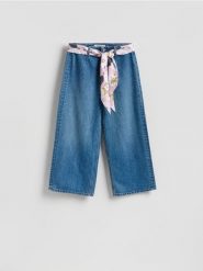 Jeansy culotte z opaską - niebieski. Niebieskie jeansy damskie Reserved, bez wzorów, z bawełny. Za 139.99 zł.