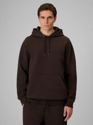 4F Bluza dresowa regular z kapturem męska 4F x Robert Lewandowski - brązowa S. Brązowe bluzy sportowe męskie 4F, m, bez wzorów, z bawełny, z kapturem, na fitness i siłownię. Za 249.99 zł.