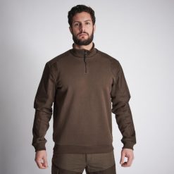 Sweter outdoor Solognac Renfort 500. Brązowe swetry męskie SOLOGNAC, xl, bez wzorów, z materiału, sportowe, bez kołnierzyka, bez ramiączek. W wyprzedaży za 99.99 zł.