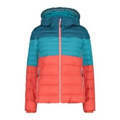 Kurtka puchowa damska CMP. Czerwone kurtki sportowe damskie CMP, bez wzorów, z puchu, bez ramiączek, bez kaptura, trekkingowe. Za 339.99 zł.