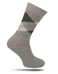 Skarpetki Szare, Bawełniane, Wzór Geometryczny, Eleganckie, w Romby, Casualowe -KINGS- Męskie. Szare skarpety męskie Kings, bez wzorów, z bawełny. Za 14.90 zł.