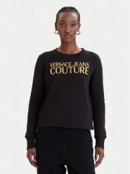 Versace Jeans Couture Bluza 80HAIT01 CF01T Czarny Regular Fit. Czarne bluzy damskie Versace Jeans Couture, l, bez wzorów, z bawełny, bez ramiączek, bez kaptura. Za 682.99 zł.