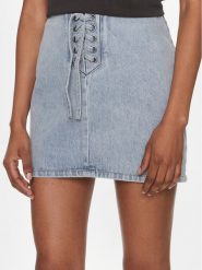 ROTATE Spódnica jeansowa Denim Laced Mini 1120101468 Niebieski Regular Fit. Niebieskie spódnice damskie ROTATE, bez wzorów, z denimu, mini. Za 449.99 zł.