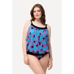 Damskie Tankini neonowy wzór w panterkę miękkie miseczki ramiączka z regulacją. Niebieskie stroje kąpielowe damskie Ulla Popken, plus size, bez wzorów, z elastanu. Za 279.99 zł.