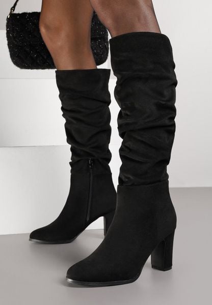 Czarne Marszczone Kozaki na Obcasie przed Kolana Zeriva. Czarne kozaki damskie Born2be, bez wzorów, z jeansu, bez obcasa, na obcasie, bez zapięcia. Za 139.99 zł.