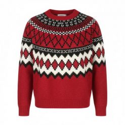 Sweter z wysokim kołnierzem, wzorzysty, XL, czerwony. Czerwone swetry męskie fruit of the loom, xl, bez wzorów, z elastanu, sportowe, bez kołnierzyka, bez ramiączek. W wyprzedaży za 330.35 zł.