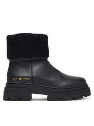 Tommy Hilfiger Botki Shearling Fold Chunky Ankle Boot FW0FW09677 Czarny. Czarne botki damskie Tommy Hilfiger, bez wzorów, ze skóry, bez obcasa, na płaskiej podeszwie, bez zapięcia. Za 749.99 zł.
