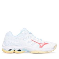 Buty halowe Mizuno. Białe obuwie sportowe damskie Mizuno, bez wzorów, bez zapięcia, mizuno wave. Za 489.99 zł.