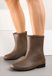 Brązowe Gumowe Kalosze do Łydki Pirena. Brązowe kalosze damskie Renee, bez wzorów, z gumy, bez zapięcia. Za 49.99 zł.
