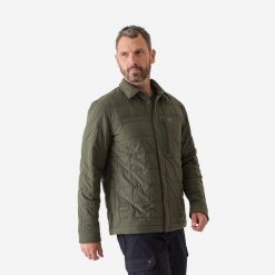 Koszula wierzchnia Solognac 500 pikowana. Zielone koszule damskie SOLOGNAC, l, bez wzorów, z materiału, eleganckie, bez kołnierzyka, bez ramiączek. Za 199.99 zł.