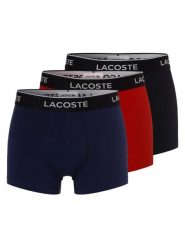 Lacoste Obcisłe bokserki pakowane po 3 szt. Mężczyźni Bawełna czarny|niebieski|czerwony, L. Czarne bokserki męskie Lacoste, bez wzorów, z bawełny. Za 209.95 zł.
