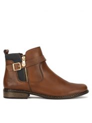 Rieker Botki Z4959-22 Brązowy. Brązowe botki damskie Rieker, bez wzorów, ze skóry, bez obcasa, na płaskiej podeszwie, bez zapięcia. Za 339.99 zł.
