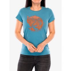 Koszulka damska Fjallraven Arctic Fox Print T-shirt. Niebieskie koszulki sportowe damskie Fjällräven, bez wzorów, bez ramiączek. Za 209.99 zł.