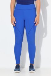 Damskie Legginsy funkcyjne prążkowany dżersej kieszeń na zamek z recyklingu. Niebieskie legginsy damskie Ulla Popken, bez wzorów, z dżerseju. Za 239.99 zł.