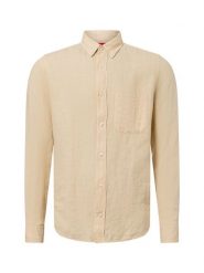 HUGO Casualowa koszula - Ermann Mężczyźni Regular Fit len beżowy, S. Brązowe koszule męskie Hugo, na lato, m, bez wzorów, ze lnu, eleganckie, bez kołnierzyka, bez ramiączek. Za 499.95 zł.