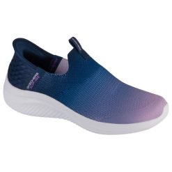 Buty sportowe Sneakersy damskie, Slip-Ins Ultra Flex 3.0 - Beauty Blend. Niebieskie obuwie sportowe damskie Skechers, bez wzorów, bez zapięcia, trekkingowe. Za 379.99 zł.