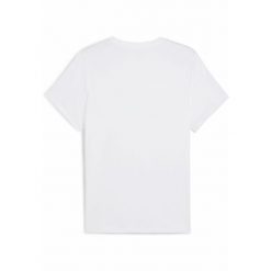 Damska koszulka z logo ESS No. 1 PUMA White Spring Fern Green. Białe bluzki damskie Puma, m, bez wzorów, sportowe, bez kołnierzyka, bez ramiączek. W wyprzedaży za 64.00 zł.