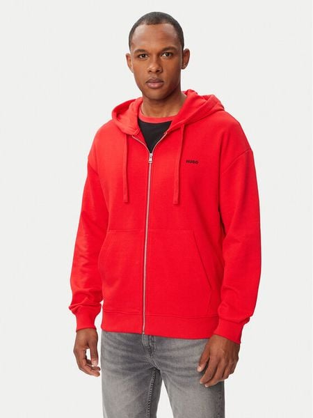 HUGO Bluza Dapozip 50548651 Czerwony Relaxed Fit. Czerwone bluzy męskie Hugo, m, bez wzorów, z bawełny, bez ramiączek, bez kaptura. Za 485.99 zł.