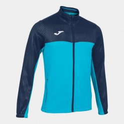 Bluza męska Jomamontreal full zip fluor turquise-navy. Niebieskie bluzy męskie Joma, m, bez wzorów, sportowe, bez ramiączek, bez kaptura. Za 179.00 zł.