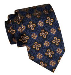 Męski Krawat - Angelo di Monti - Granat, Kwiatki. Niebieskie krawaty i muchy Angelo di Monti, bez wzorów, z tkaniny, eleganckie. Za 45.00 zł.