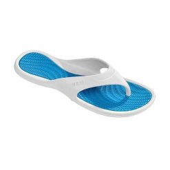 Klapki beco damskie - turkusowo-białe. Białe klapki damskie 47 Brand, bez wzorów, sportowe, bez obcasa, bez zapięcia. Za 193.99 zł.