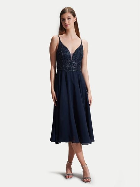 Hey Kyla Sukienka koktajlowa 5AC106HK Granatowy Slim Fit. Niebieskie sukienki damskie Hey Kyla, bez wzorów, z syntetyku, wizytowe, bez kołnierzyka, bez ramiączek. Za 669.99 zł.