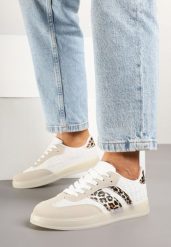 Beżowo-Panterkowe Klasyczne Sneakersy Tenisówki na Półprzezroczystej Podeszwie Niniel. Brązowe trampki i tenisówki damskie Renee, bez wzorów, z jeansu, bez zapięcia. Za 74.99 zł.
